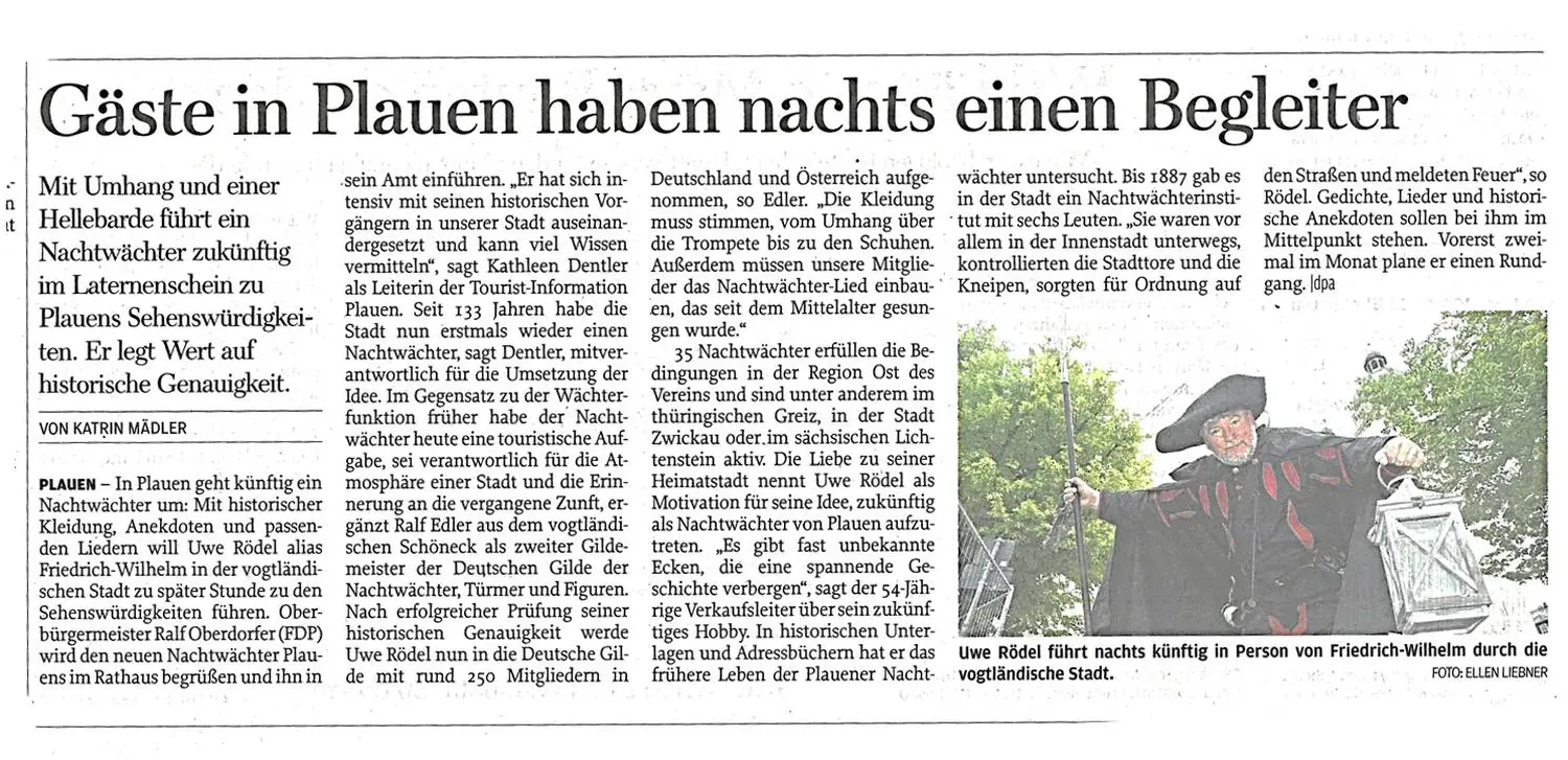 Freie Presse von NACHTWÄCHTER TOURISTIK