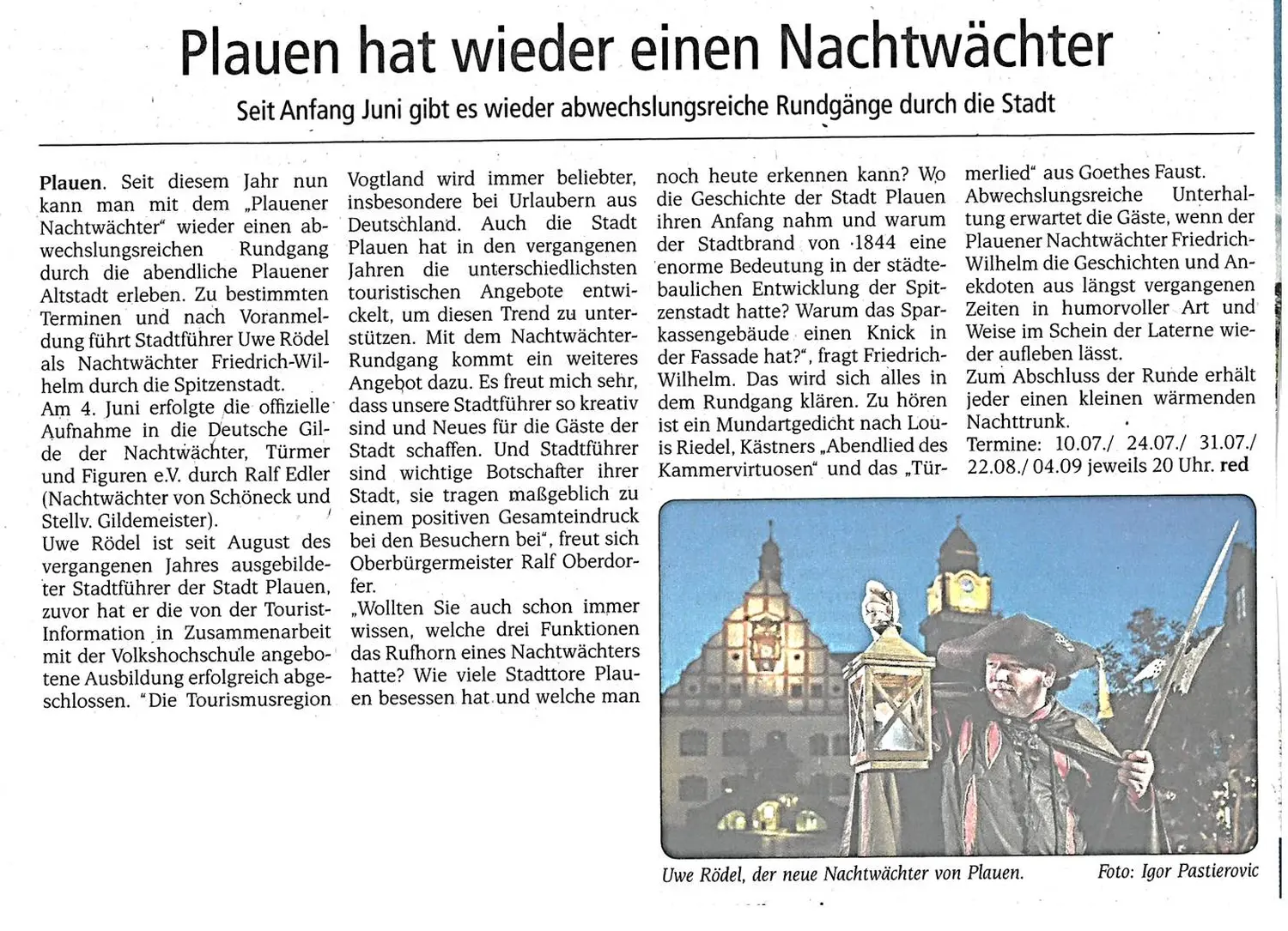 Wochenendspiegel von NACHTWÄCHTER TOURISTIK